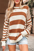 Relaxed Striped Exposed Seam Crew Neck Sweater