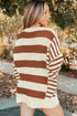 Relaxed Striped Exposed Seam Crew Neck Sweater