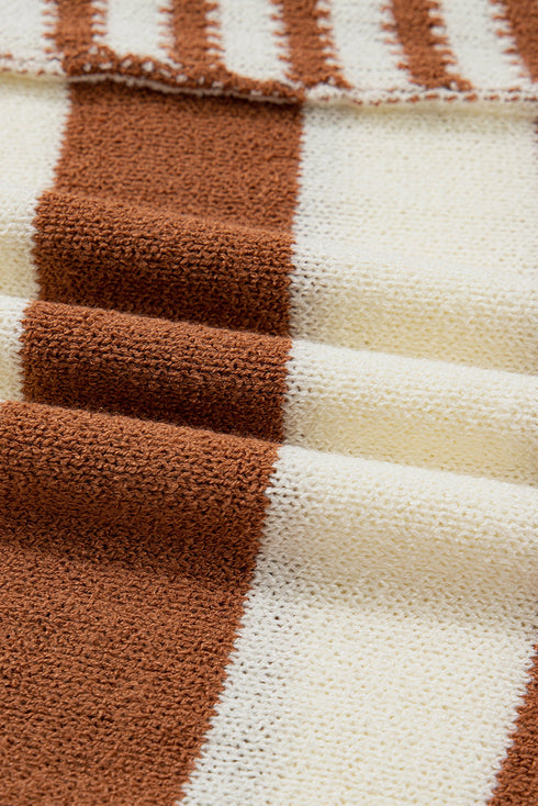 Relaxed Striped Exposed Seam Crew Neck Sweater