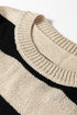 Relaxed Striped Exposed Seam Crew Neck Sweater