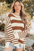 Relaxed Striped Exposed Seam Crew Neck Sweater