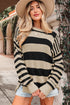 Relaxed Striped Exposed Seam Crew Neck Sweater
