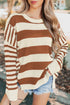 Relaxed Striped Exposed Seam Crew Neck Sweater