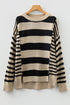 Relaxed Striped Exposed Seam Crew Neck Sweater