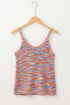 Relaxed Striped Open Knit Crochet V Neck Top