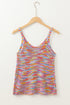Relaxed Striped Open Knit Crochet V Neck Top