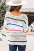 Relaxed Striped Open Knit Pullover Sweater