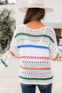 Relaxed Striped Open Knit Pullover Sweater