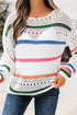 Relaxed Striped Open Knit Pullover Sweater