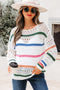 Relaxed Striped Open Knit Pullover Sweater