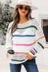 Relaxed Striped Open Knit Pullover Sweater