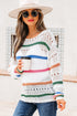 Relaxed Striped Open Knit Pullover Sweater