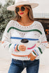 Relaxed Striped Open Knit Pullover Sweater