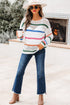 Relaxed Striped Open Knit Pullover Sweater