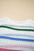 Relaxed Striped Open Knit Pullover Sweater