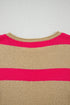 Relaxed Striped Rolled Hem Short Sleeve Sweater