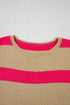 Relaxed Striped Rolled Hem Short Sleeve Sweater