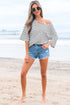 Relaxed Striped Scoop Neck Half Sleeve Soft Knit Top