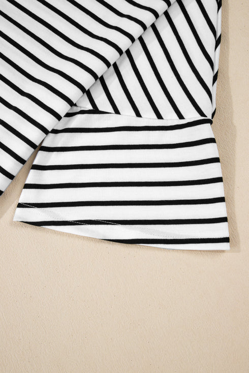 Relaxed Striped Scoop Neck Half Sleeve Soft Knit Top