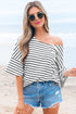 Relaxed Striped Scoop Neck Half Sleeve Soft Knit Top
