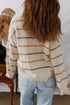 Relaxed Striped V Neck Button Front Cardigan