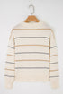 Relaxed Striped V Neck Button Front Cardigan