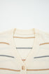 Relaxed Striped V Neck Button Front Cardigan