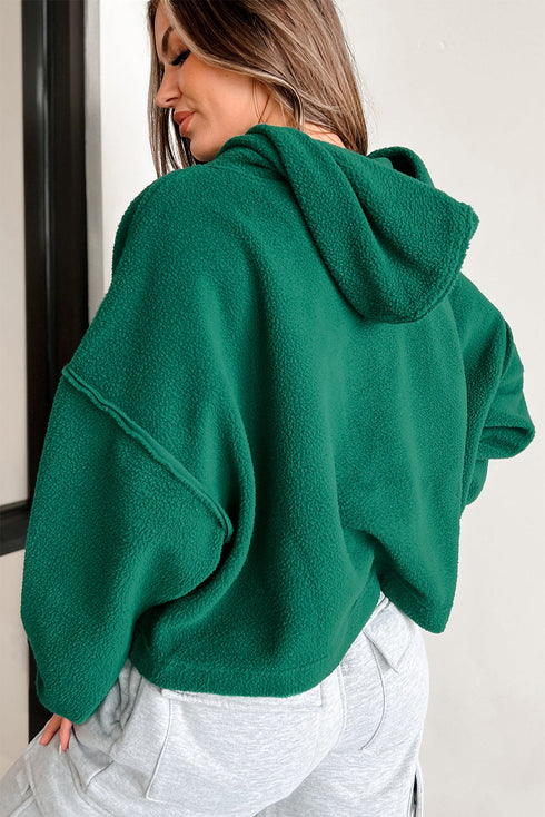Relaxed Textured Exposed Seam Drop Shoulder Hoodie