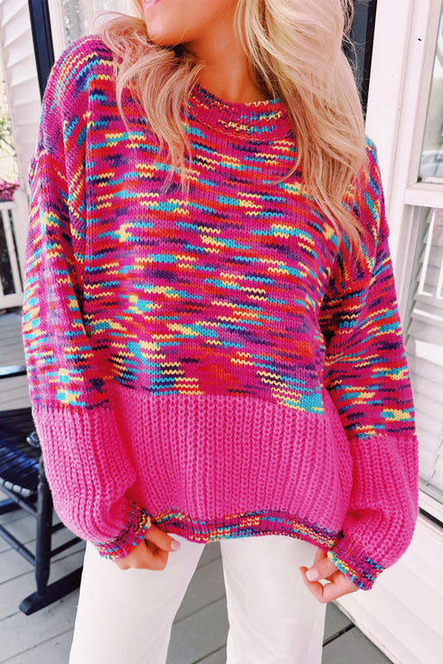 Relaxed Textured Knit Balloon Sleeve Pullover Sweater
