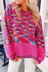 Relaxed Textured Knit Balloon Sleeve Pullover Sweater