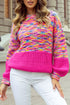 Relaxed Textured Knit Balloon Sleeve Pullover Sweater