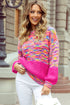 Relaxed Textured Knit Balloon Sleeve Pullover Sweater