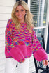 Relaxed Textured Knit Balloon Sleeve Pullover Sweater