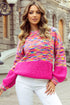Relaxed Textured Knit Balloon Sleeve Pullover Sweater