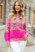 Relaxed Textured Knit Balloon Sleeve Pullover Sweater