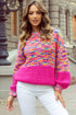 Relaxed Textured Knit Balloon Sleeve Pullover Sweater