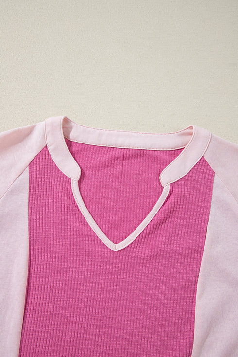 Relaxed Textured Panel Drop Shoulder Pullover Top