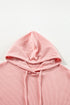 Relaxed Textured Waffle Knit Kangaroo Pocket Hoodie