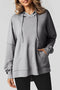 Relaxed Textured Waffle Knit Kangaroo Pocket Hoodie