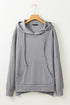 Relaxed Textured Waffle Knit Kangaroo Pocket Hoodie