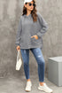Relaxed Textured Waffle Knit Kangaroo Pocket Hoodie