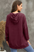 Relaxed Textured Waffle Knit Kangaroo Pocket Hoodie