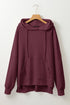 Relaxed Textured Waffle Knit Kangaroo Pocket Hoodie
