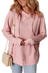 Relaxed Textured Waffle Knit Kangaroo Pocket Hoodie