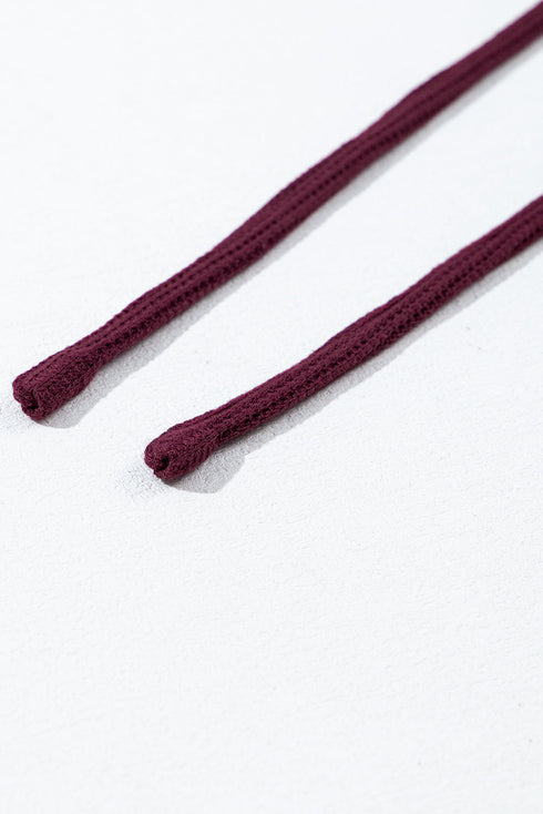 Relaxed Textured Waffle Knit Kangaroo Pocket Hoodie