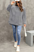 Relaxed Textured Waffle Knit Kangaroo Pocket Hoodie
