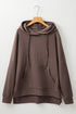 Relaxed Textured Waffle Knit Kangaroo Pocket Hoodie
