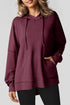 Relaxed Textured Waffle Knit Kangaroo Pocket Hoodie