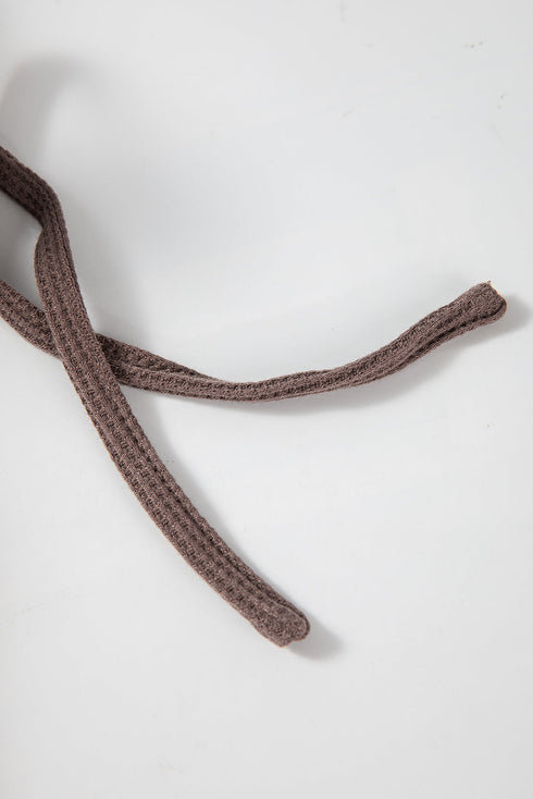 Relaxed Textured Waffle Knit Kangaroo Pocket Hoodie