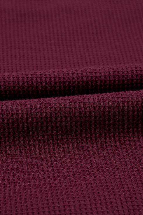 Relaxed Textured Waffle Knit Kangaroo Pocket Hoodie